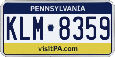 PA license plate KLM8359