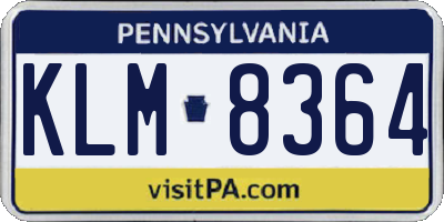 PA license plate KLM8364