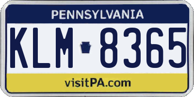 PA license plate KLM8365