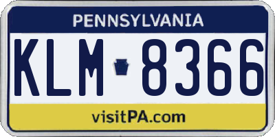 PA license plate KLM8366