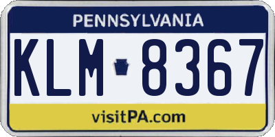PA license plate KLM8367