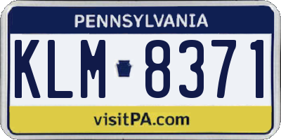 PA license plate KLM8371