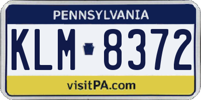 PA license plate KLM8372