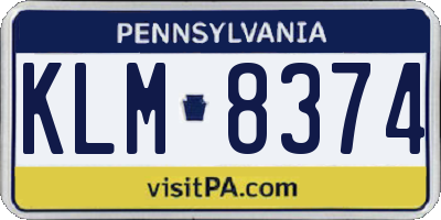 PA license plate KLM8374