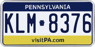 PA license plate KLM8376