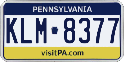 PA license plate KLM8377