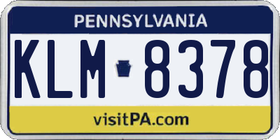 PA license plate KLM8378