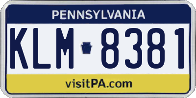 PA license plate KLM8381