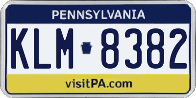 PA license plate KLM8382