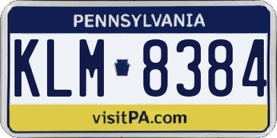 PA license plate KLM8384
