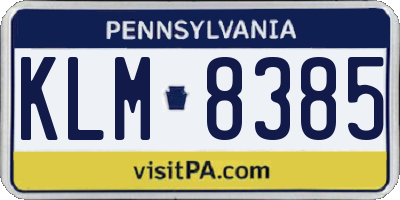 PA license plate KLM8385