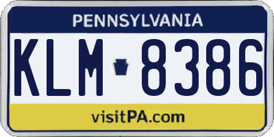 PA license plate KLM8386