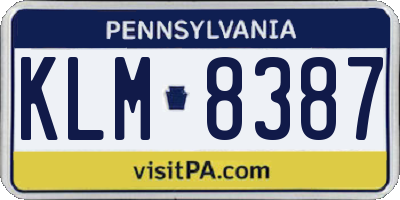 PA license plate KLM8387