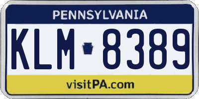 PA license plate KLM8389