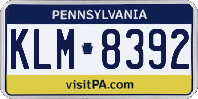 PA license plate KLM8392