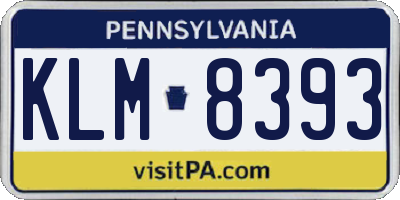 PA license plate KLM8393