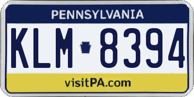 PA license plate KLM8394