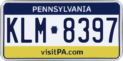 PA license plate KLM8397