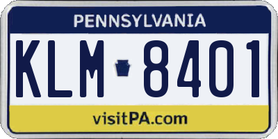 PA license plate KLM8401
