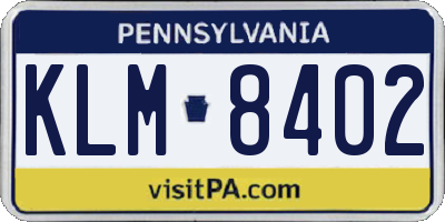 PA license plate KLM8402
