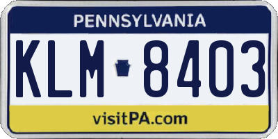 PA license plate KLM8403