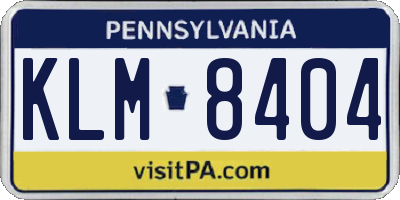PA license plate KLM8404
