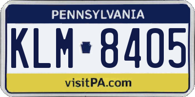 PA license plate KLM8405