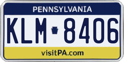 PA license plate KLM8406