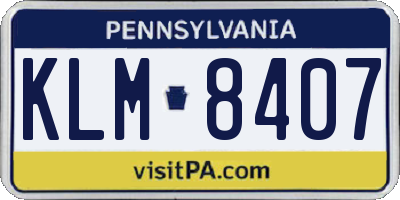 PA license plate KLM8407
