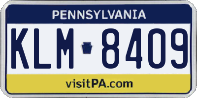 PA license plate KLM8409