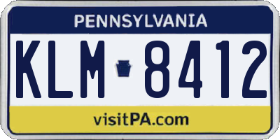 PA license plate KLM8412