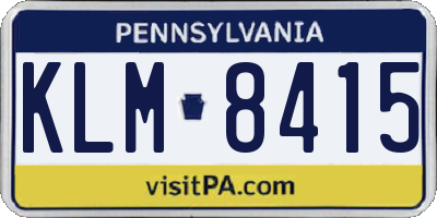 PA license plate KLM8415