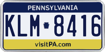 PA license plate KLM8416
