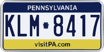 PA license plate KLM8417