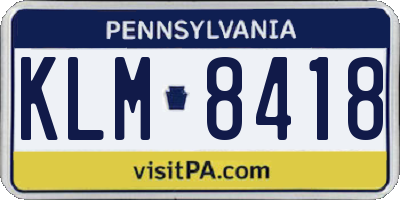 PA license plate KLM8418