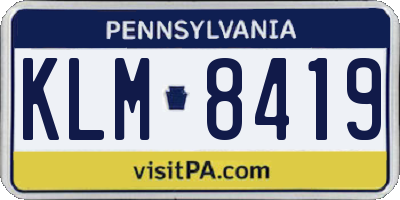 PA license plate KLM8419
