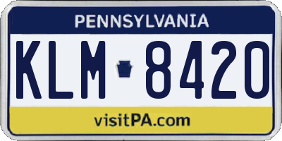 PA license plate KLM8420