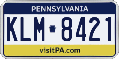 PA license plate KLM8421