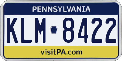 PA license plate KLM8422