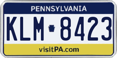 PA license plate KLM8423