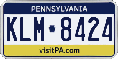 PA license plate KLM8424