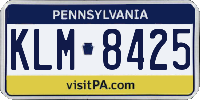 PA license plate KLM8425