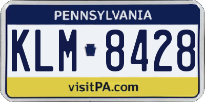 PA license plate KLM8428