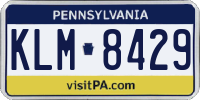 PA license plate KLM8429