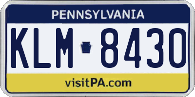 PA license plate KLM8430