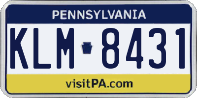 PA license plate KLM8431