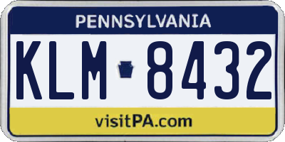 PA license plate KLM8432