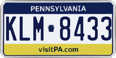 PA license plate KLM8433