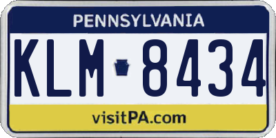 PA license plate KLM8434
