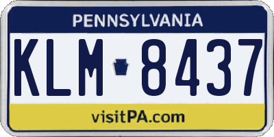 PA license plate KLM8437